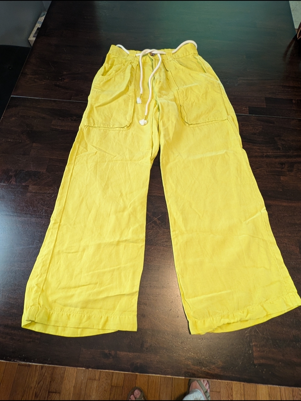 Joie Linen Blend Wide Leg Pants W/ Rope Belt, Chartreuse, Women's 4